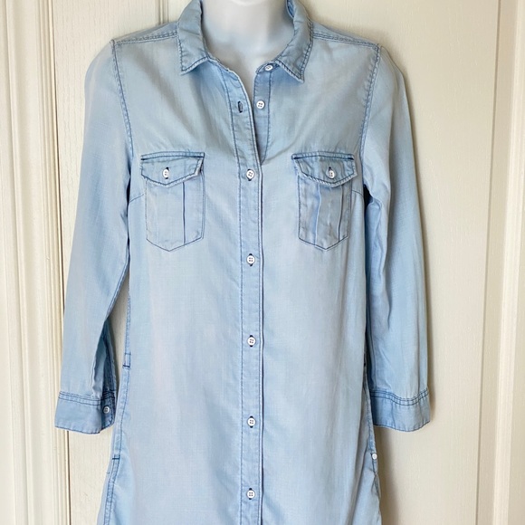 H&M &denim light blue tunic blouse - Picture 2 of 3
